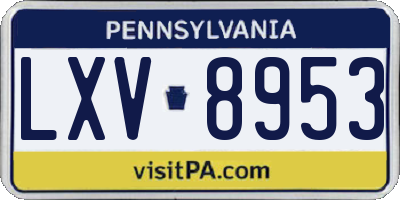 PA license plate LXV8953