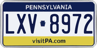 PA license plate LXV8972