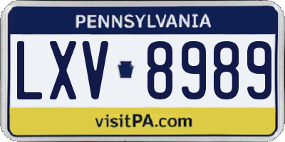 PA license plate LXV8989