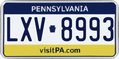 PA license plate LXV8993