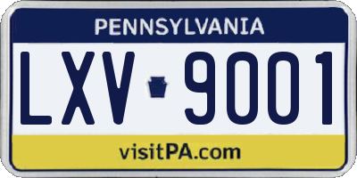 PA license plate LXV9001