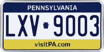 PA license plate LXV9003