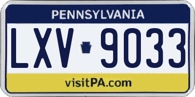 PA license plate LXV9033