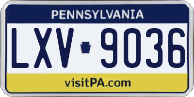 PA license plate LXV9036