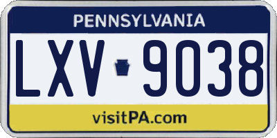 PA license plate LXV9038