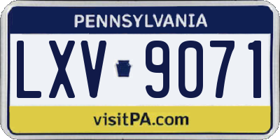 PA license plate LXV9071