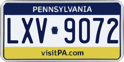PA license plate LXV9072