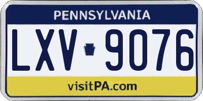PA license plate LXV9076
