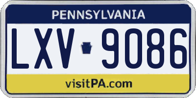 PA license plate LXV9086