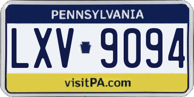 PA license plate LXV9094