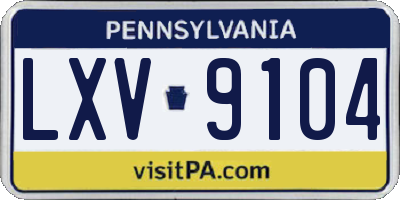PA license plate LXV9104