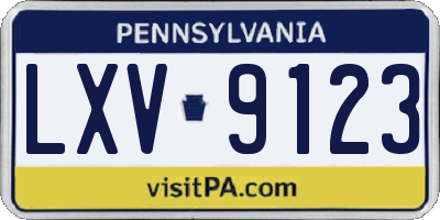 PA license plate LXV9123