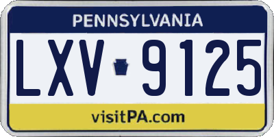 PA license plate LXV9125