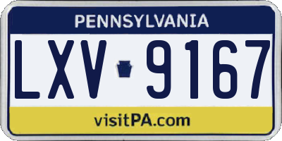PA license plate LXV9167