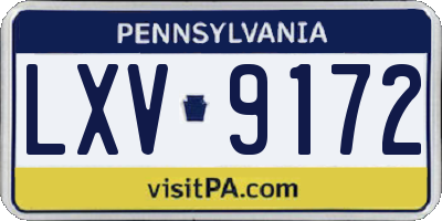 PA license plate LXV9172