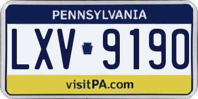 PA license plate LXV9190