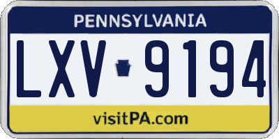 PA license plate LXV9194