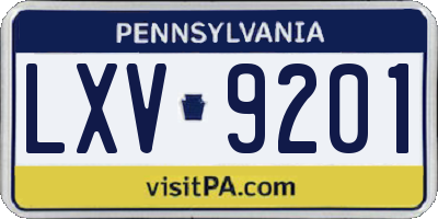PA license plate LXV9201