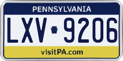 PA license plate LXV9206