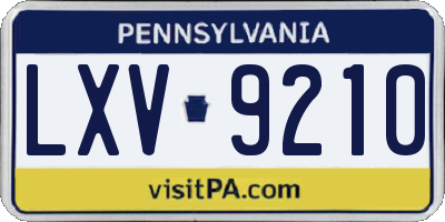 PA license plate LXV9210
