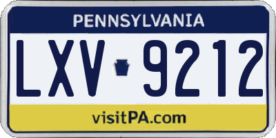 PA license plate LXV9212