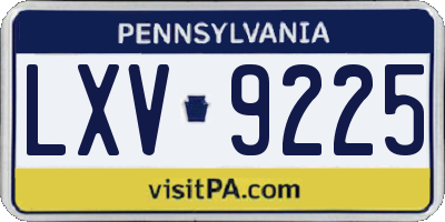 PA license plate LXV9225