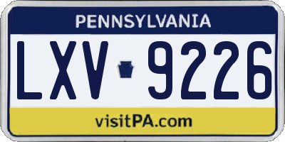 PA license plate LXV9226