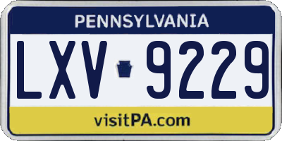PA license plate LXV9229