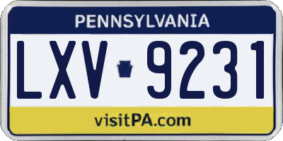 PA license plate LXV9231