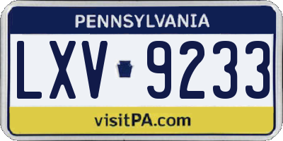PA license plate LXV9233
