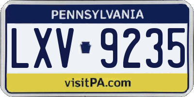 PA license plate LXV9235