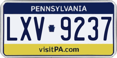 PA license plate LXV9237