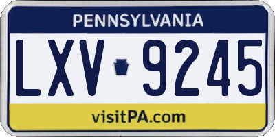 PA license plate LXV9245