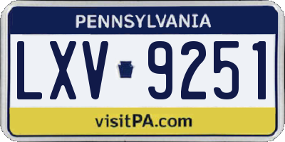 PA license plate LXV9251
