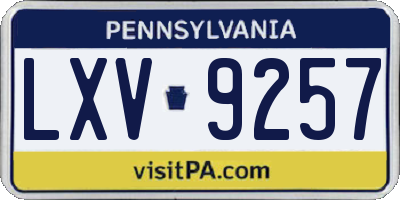 PA license plate LXV9257