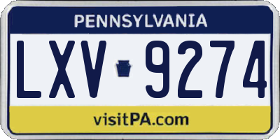 PA license plate LXV9274