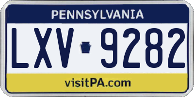 PA license plate LXV9282