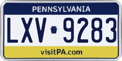 PA license plate LXV9283