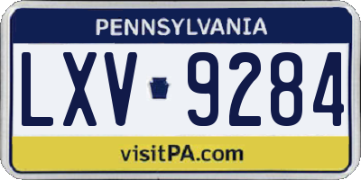 PA license plate LXV9284