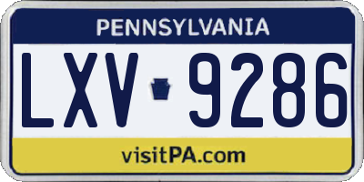 PA license plate LXV9286