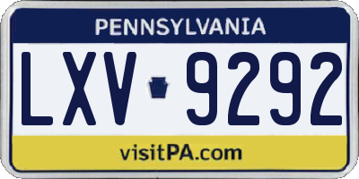 PA license plate LXV9292