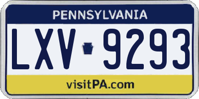 PA license plate LXV9293