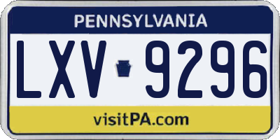 PA license plate LXV9296