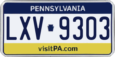 PA license plate LXV9303