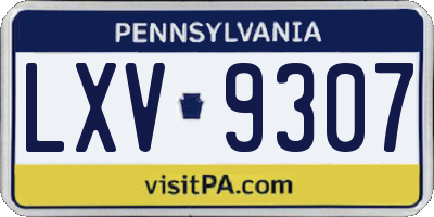 PA license plate LXV9307