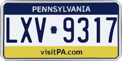 PA license plate LXV9317