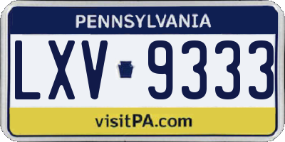 PA license plate LXV9333