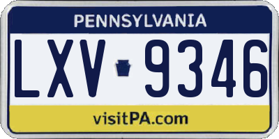 PA license plate LXV9346