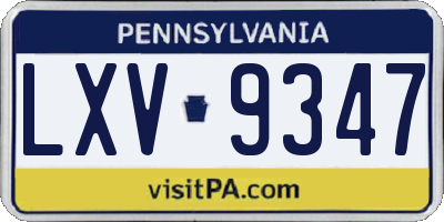 PA license plate LXV9347