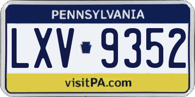 PA license plate LXV9352
